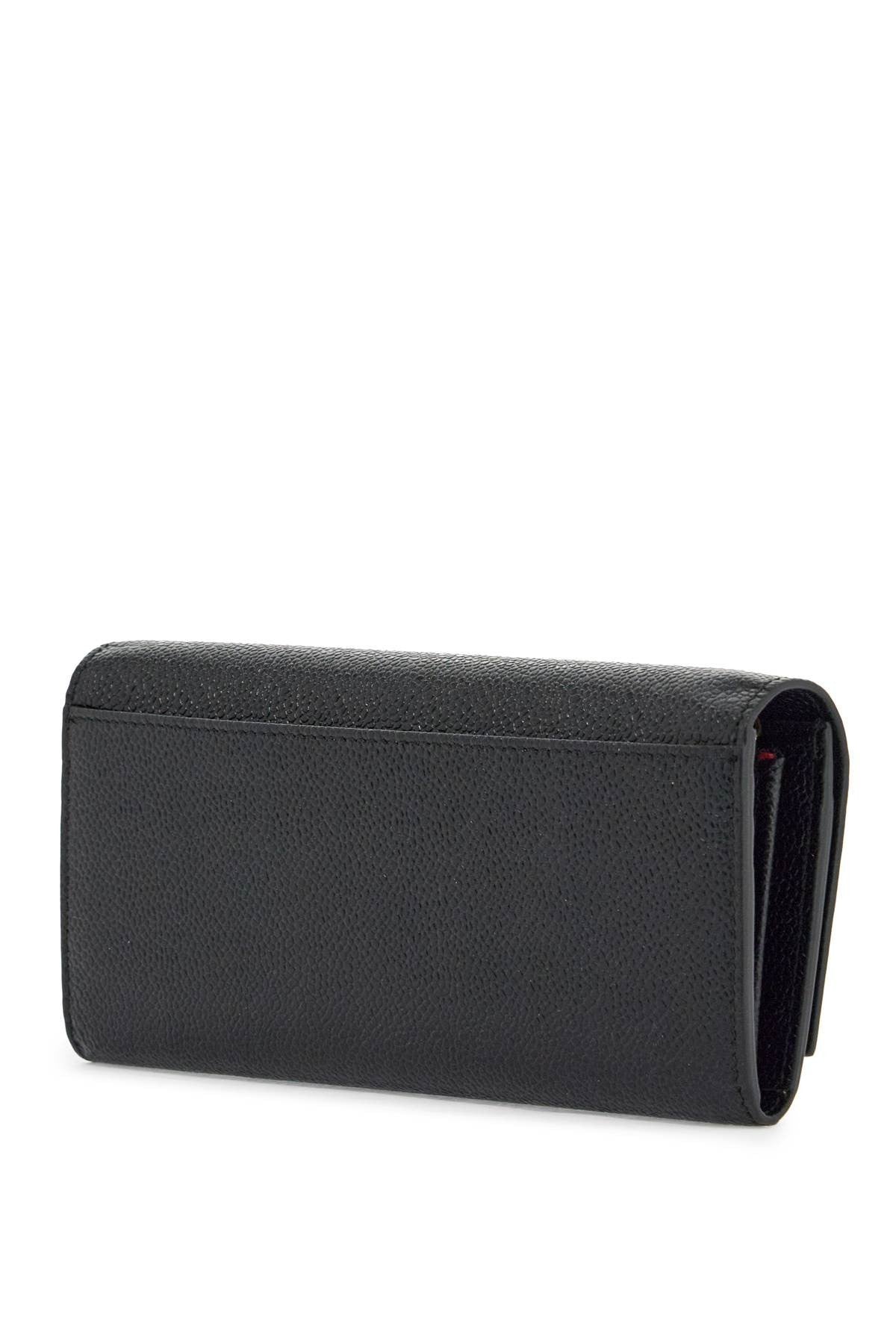 THOM BROWNE black calfskin chain wallet with rwb detail