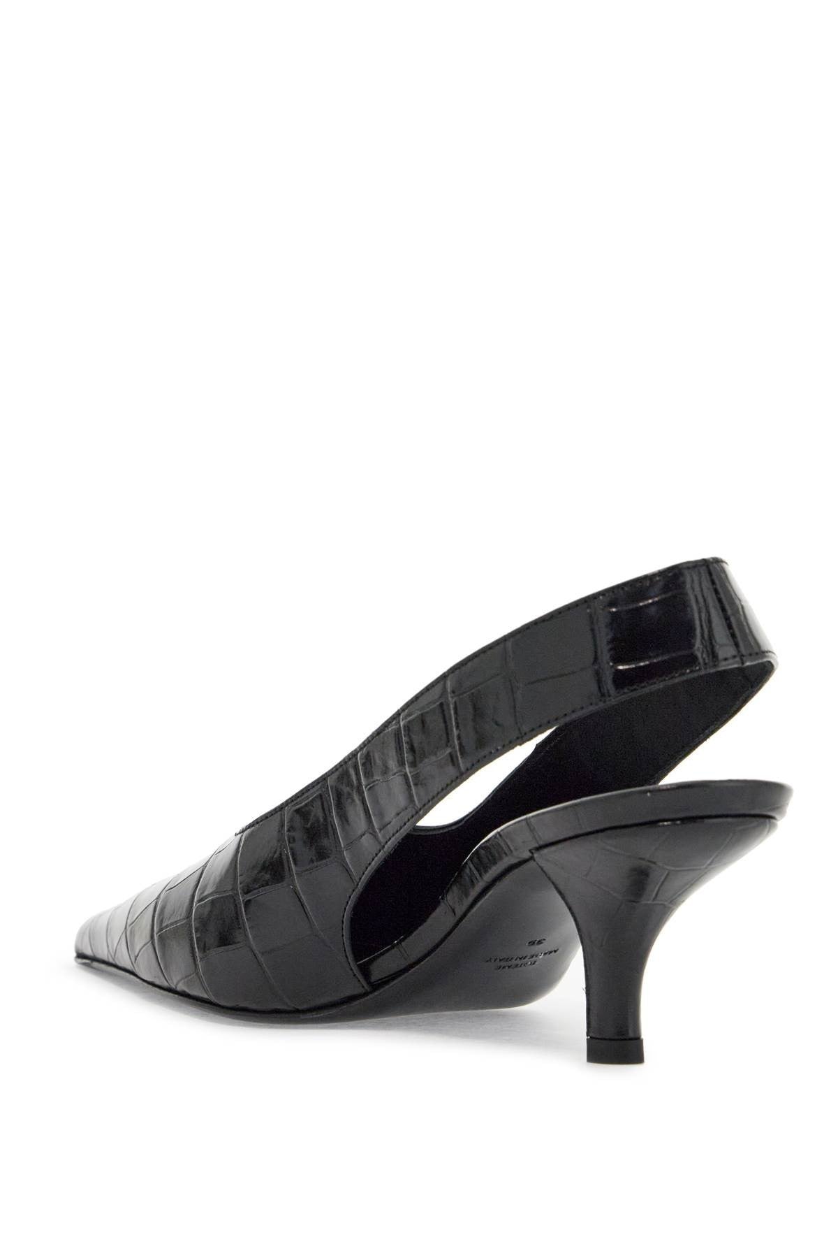 TOTEME black calfskin crocodile effect slingback pump