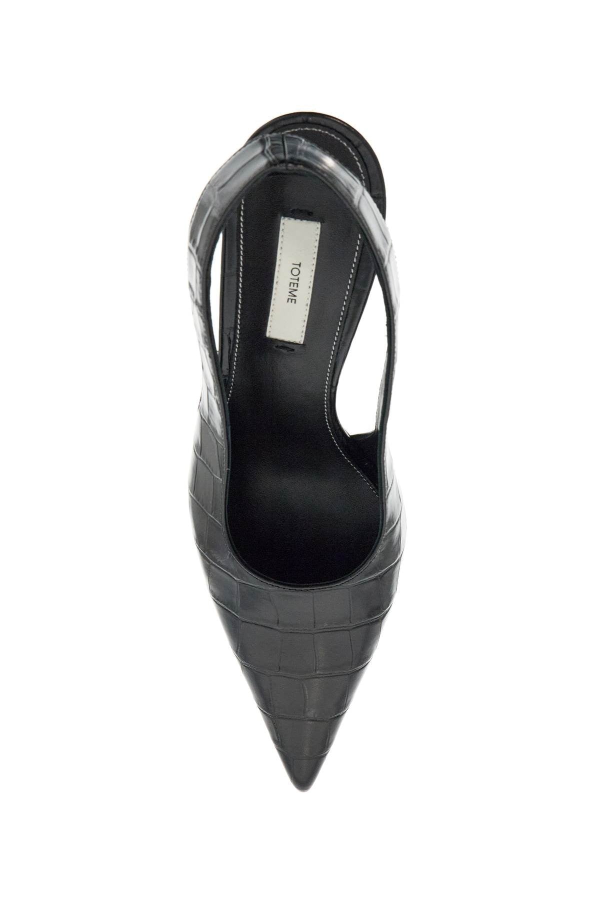 TOTEME black calfskin crocodile effect slingback pump