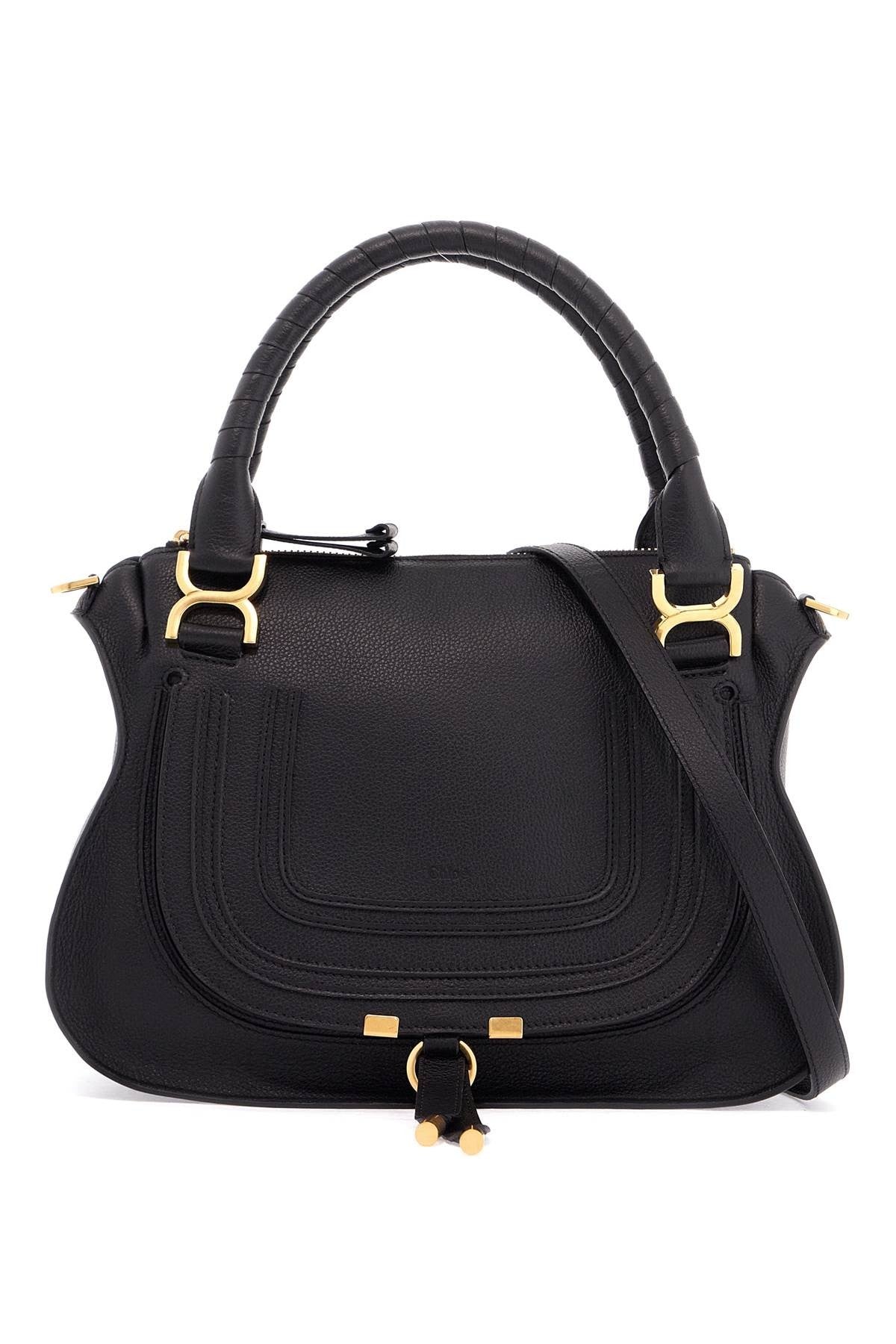 CHLOE' black calfskin handbag with braided handles marcie