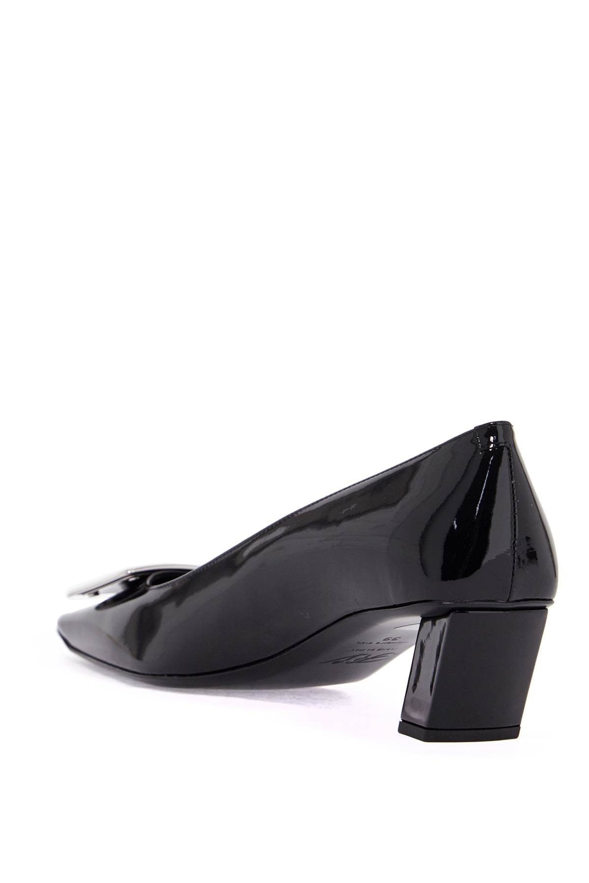 ROGER VIVIER black calfskin pumps with buckle and wide heel