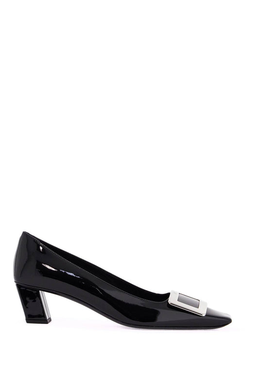 ROGER VIVIER black calfskin pumps with buckle and wide heel