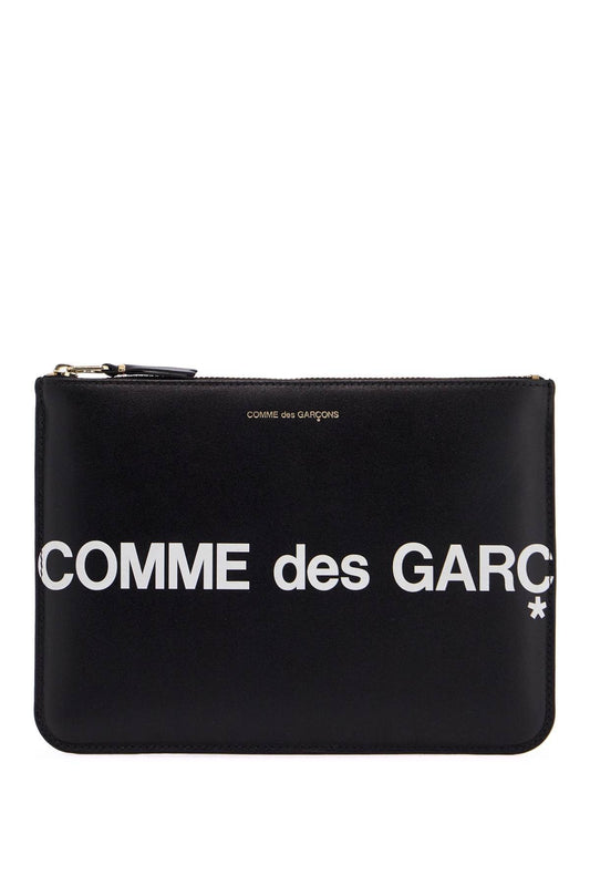 COMME DES GARCONS WALLET black calfskin wallet with large logo