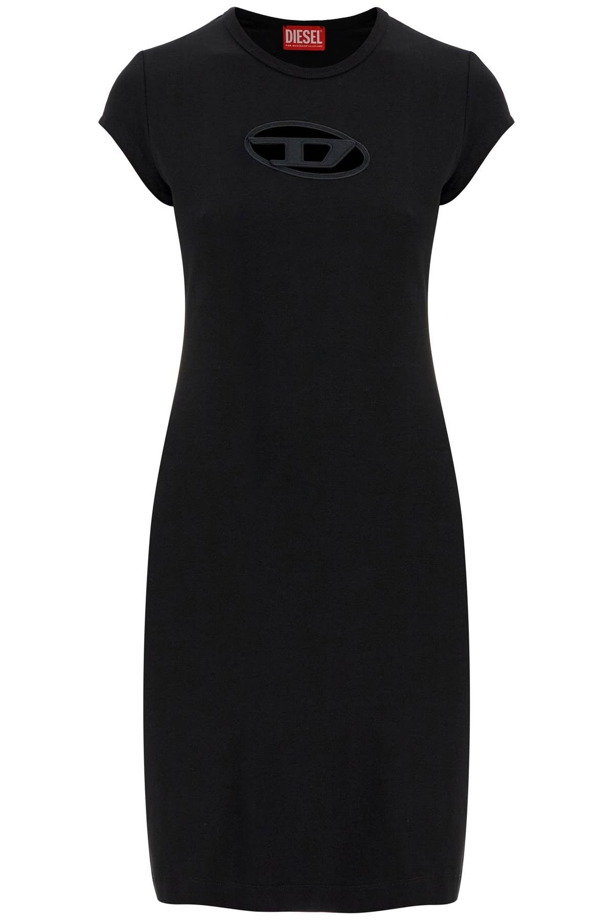 Diesel black cotton dress with central opening above the knee