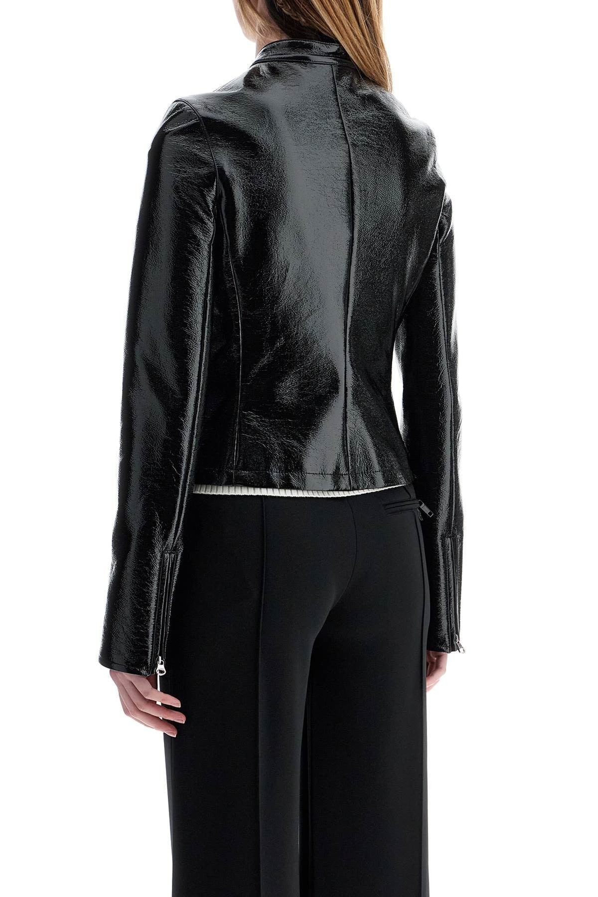 COURREGES black cotton jacket with high collar and zip