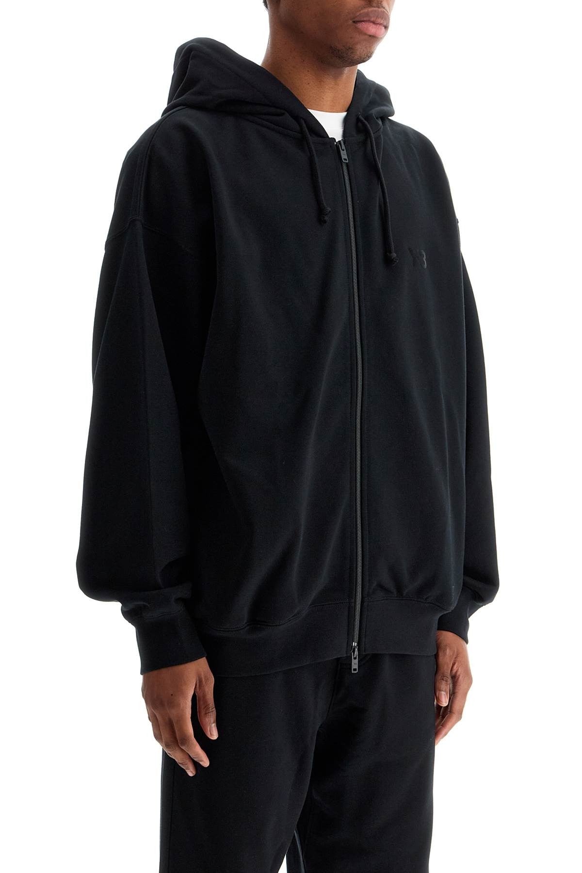 Y-3 black cotton zip hoodie