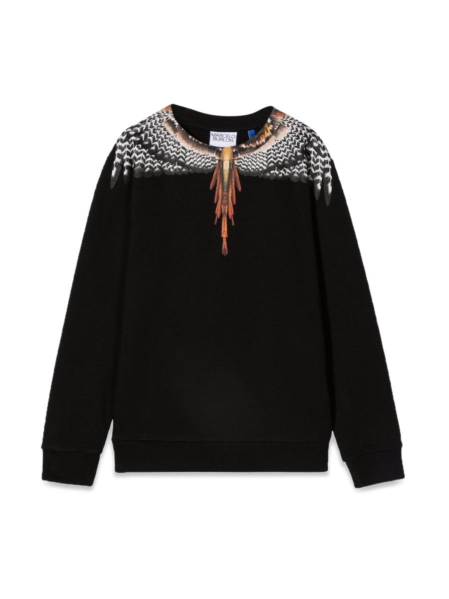 MARCELO BURLON COUNTY OF MILAN BLACK GRIZZLY WINGS CREWNECK