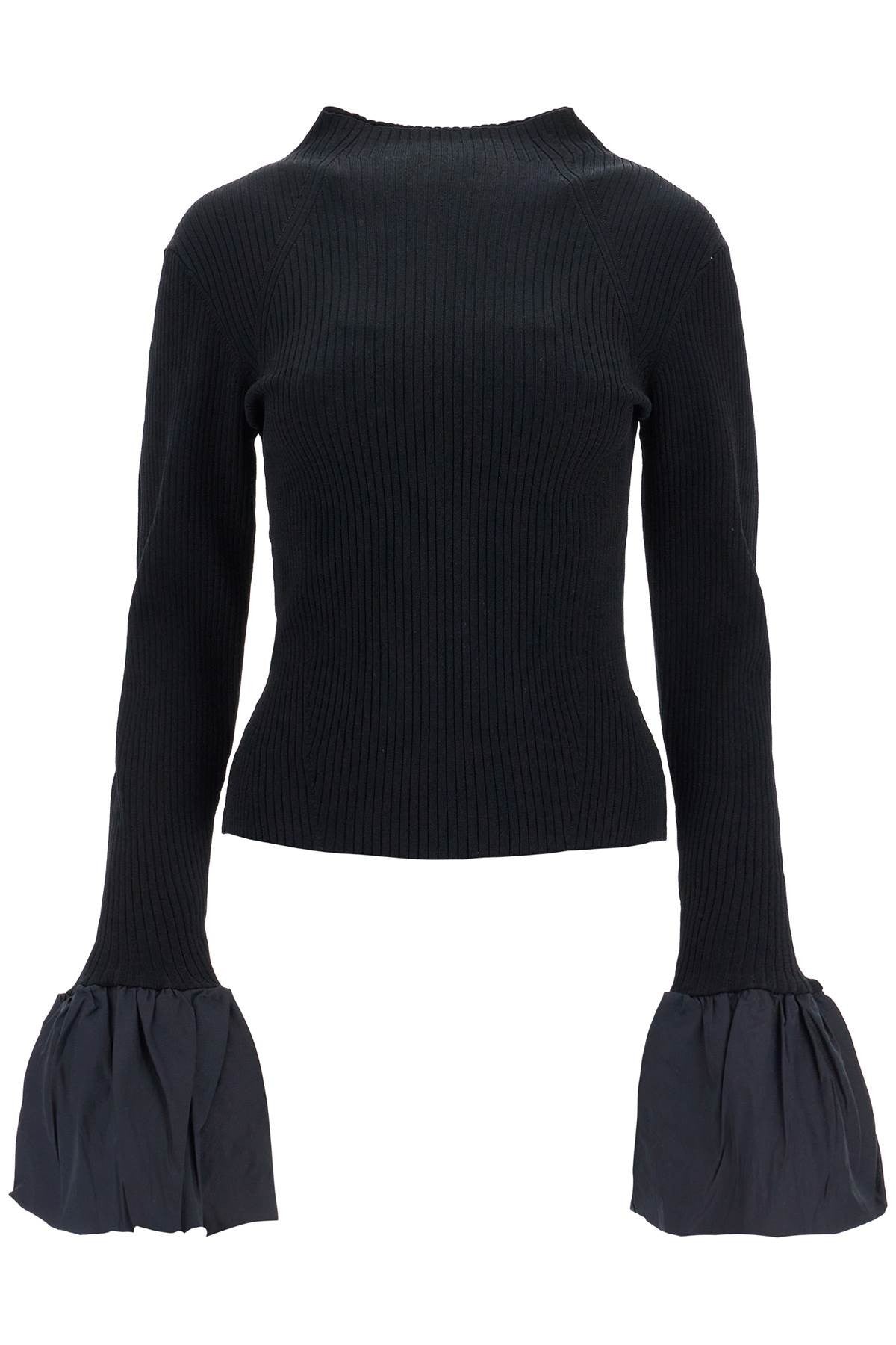 ROTATE black high neck viscose top