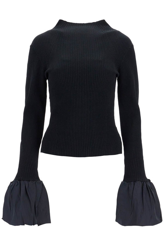 ROTATE black high neck viscose top