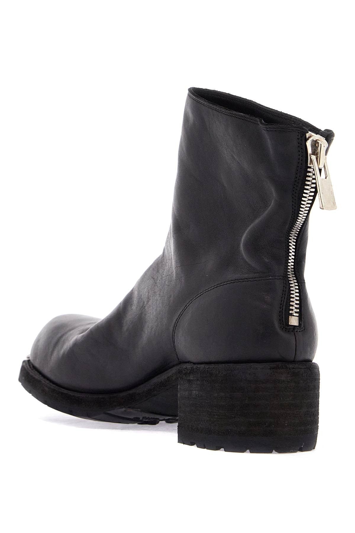 GUIDI black horse leather boots with side zip and metal insert