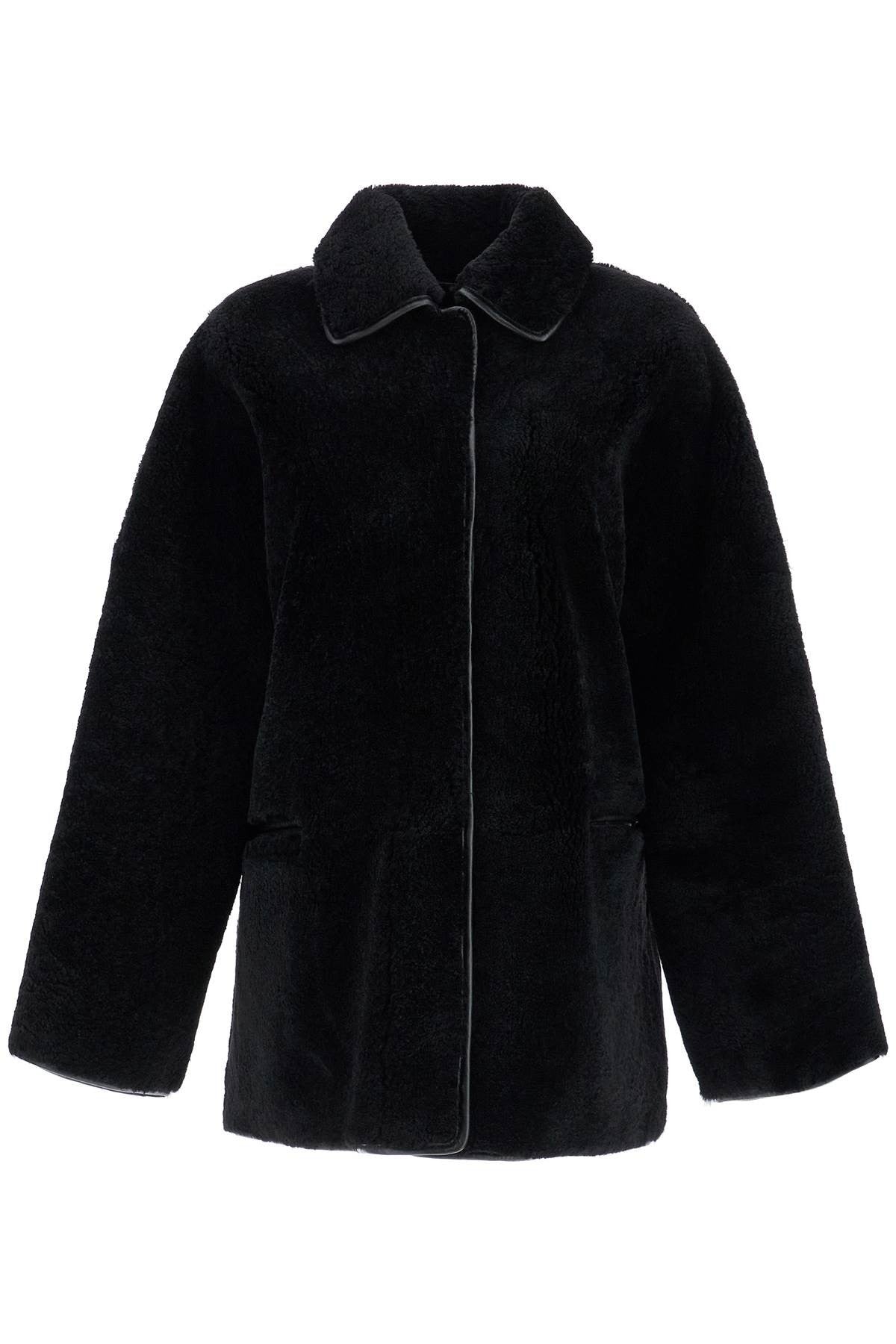 TOTEME black lambskin oversized shirt-jacket