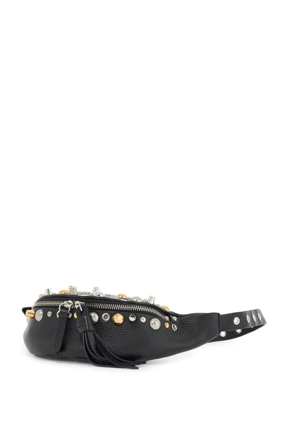 Valentino Garavani black leather belt bag with studs and shoulder strap