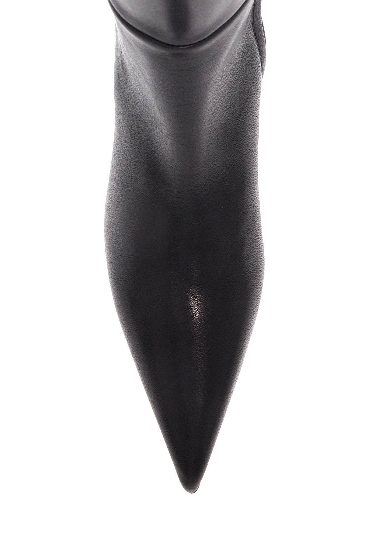 TOTEME black leather knee-high boots with low heel and pointed toe