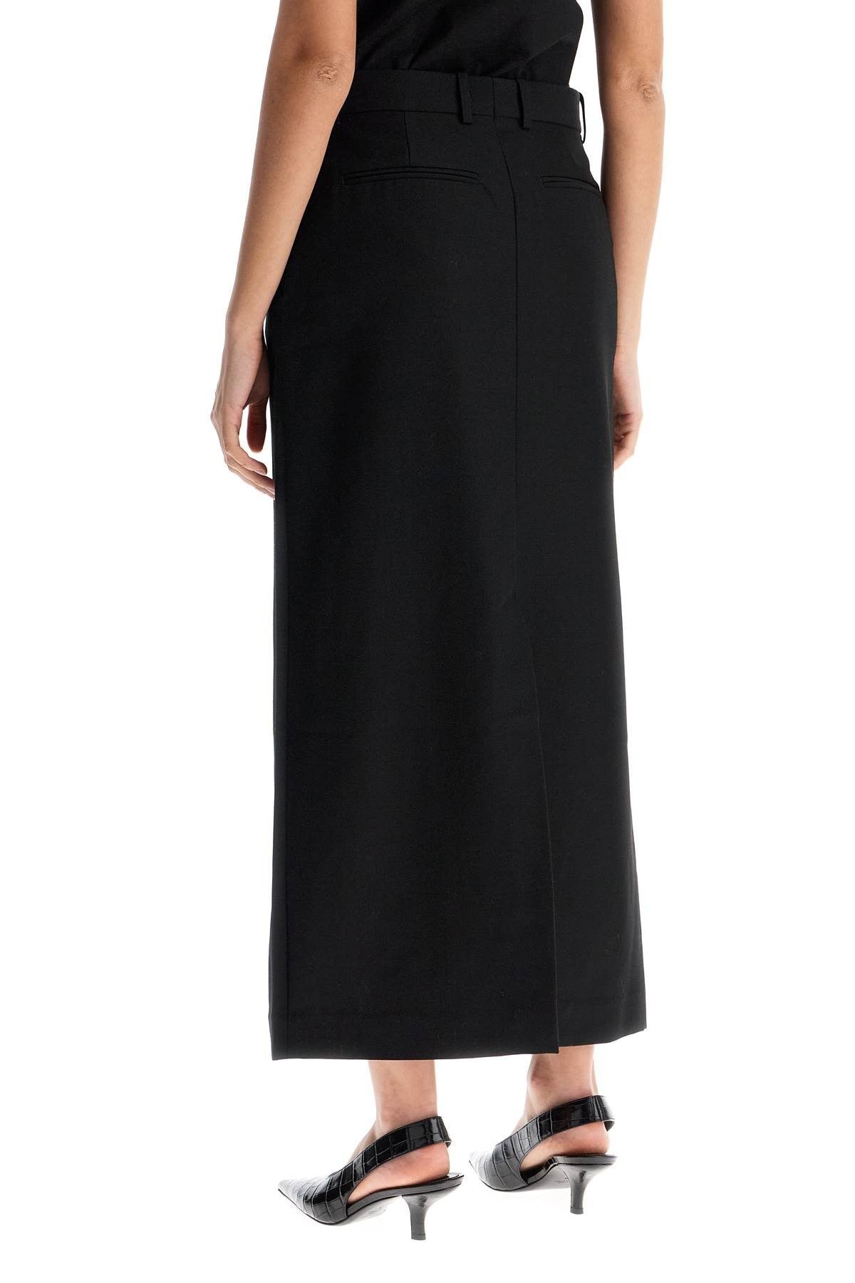 TOTEME black midi straight low-waisted skirt in recycled polyester and wool