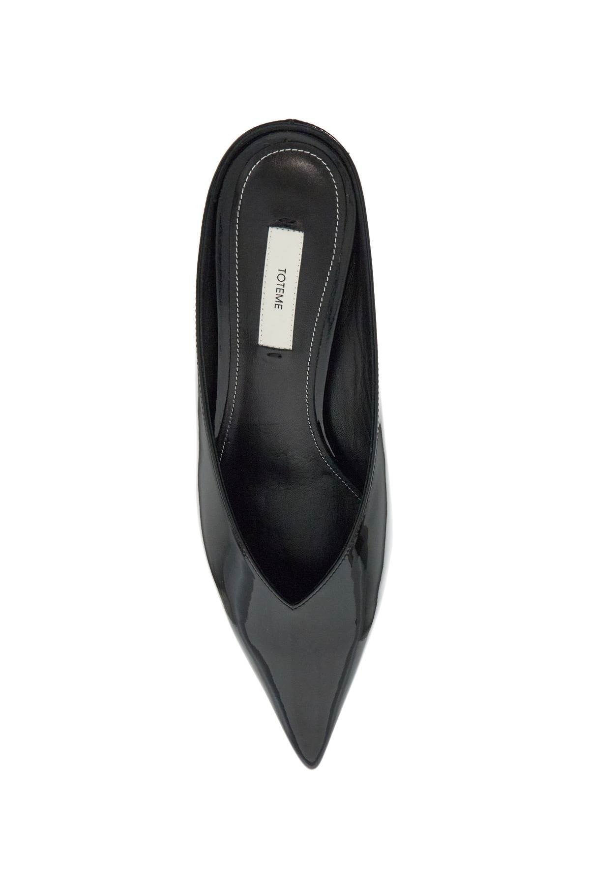 TOTEME black patent leather wedge mules with pointed toe