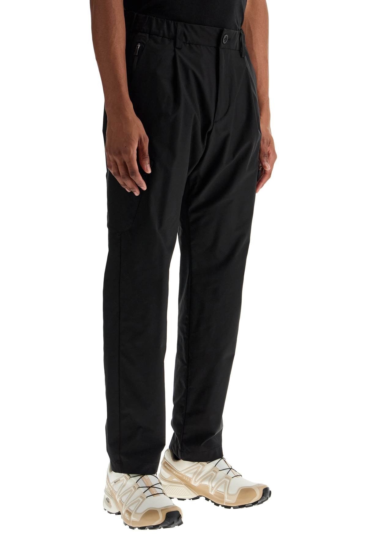 Herno black polyester pants with patch pockets