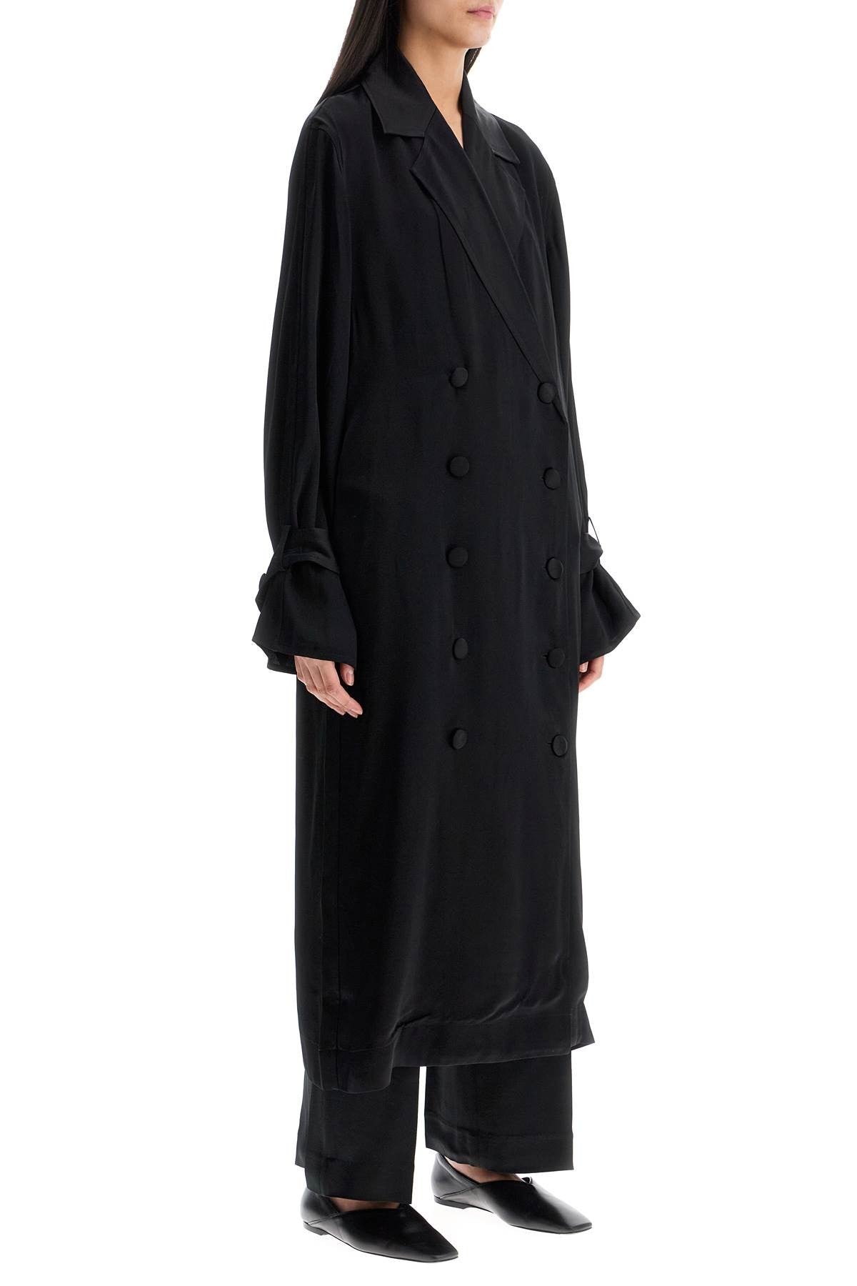 TOTEME black satin viscose trench dress