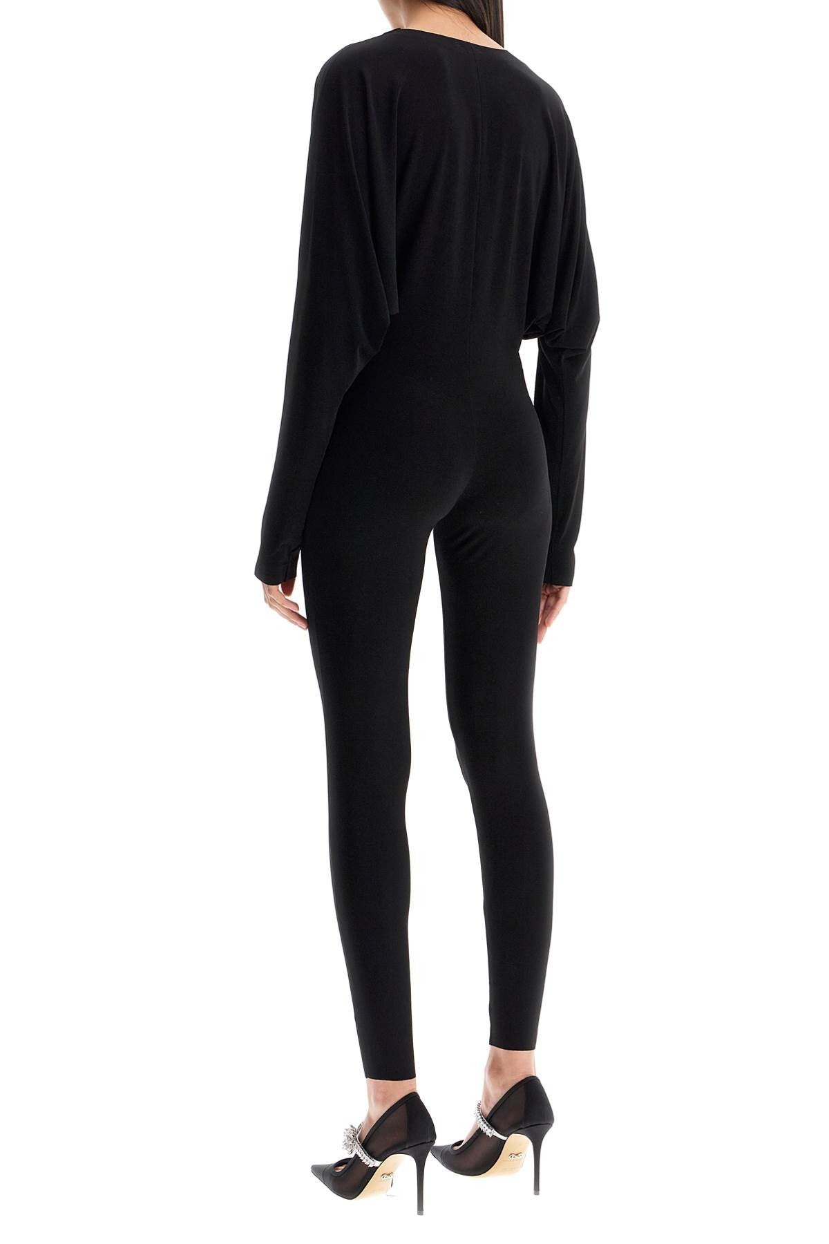 NORMA KAMALI black slim fit long sleeve v neck jumpsuit