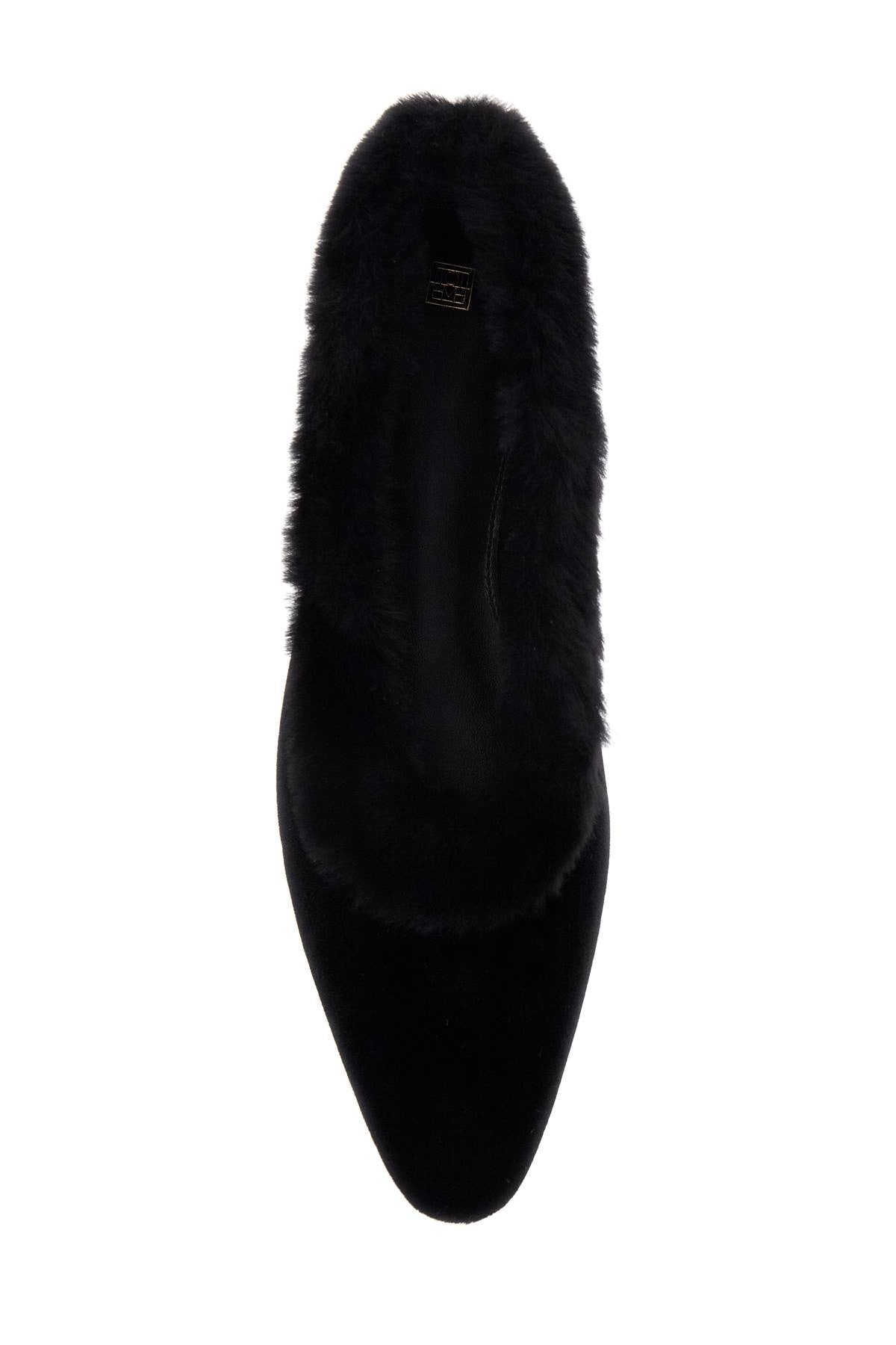 TOTEME black velvet ballerinas with shearling trim