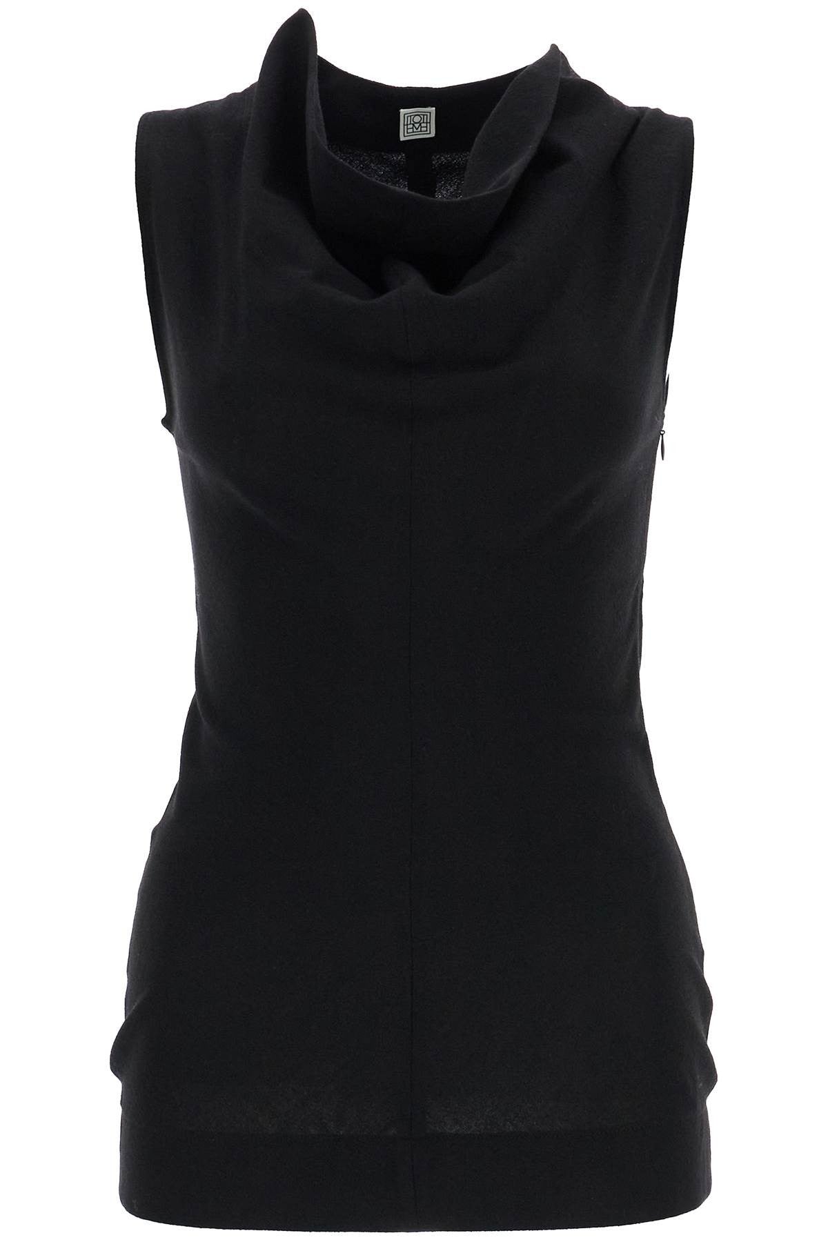 TOTEME black wool cowl neck top