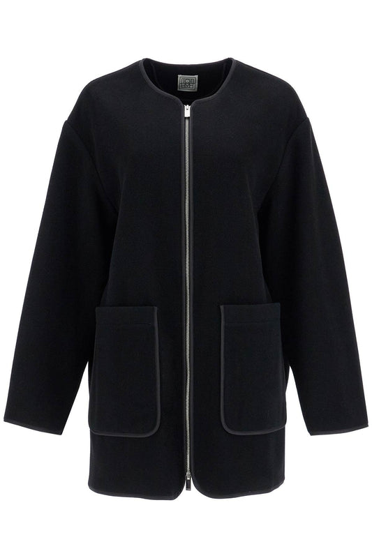 TOTEME black wool felt high collar jacket with zip