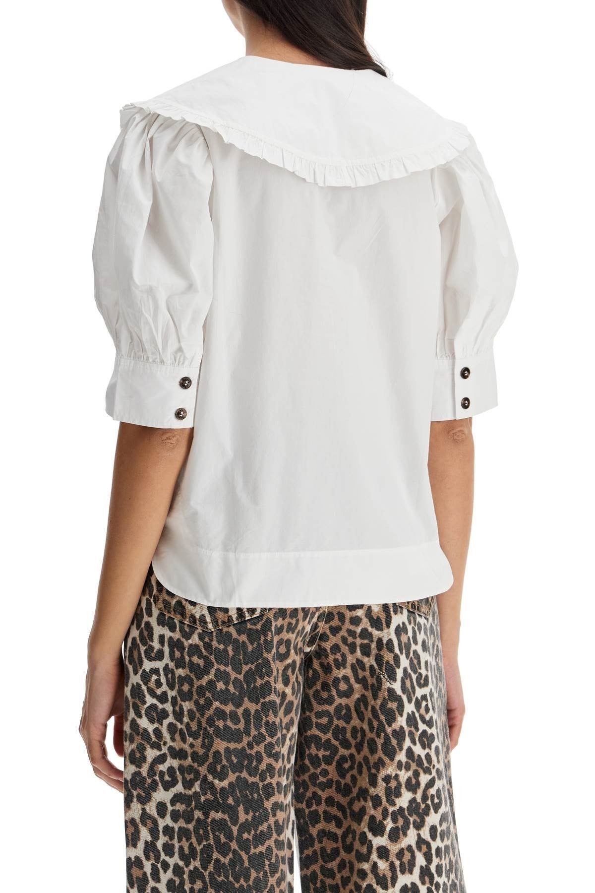 GANNI blouse with exaggerated collar and ruffle