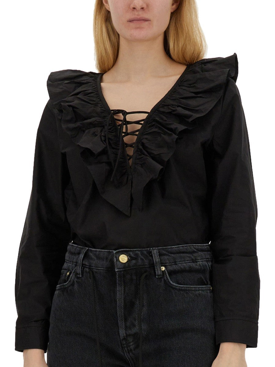 GANNI BLOUSE WITH RUFFLES