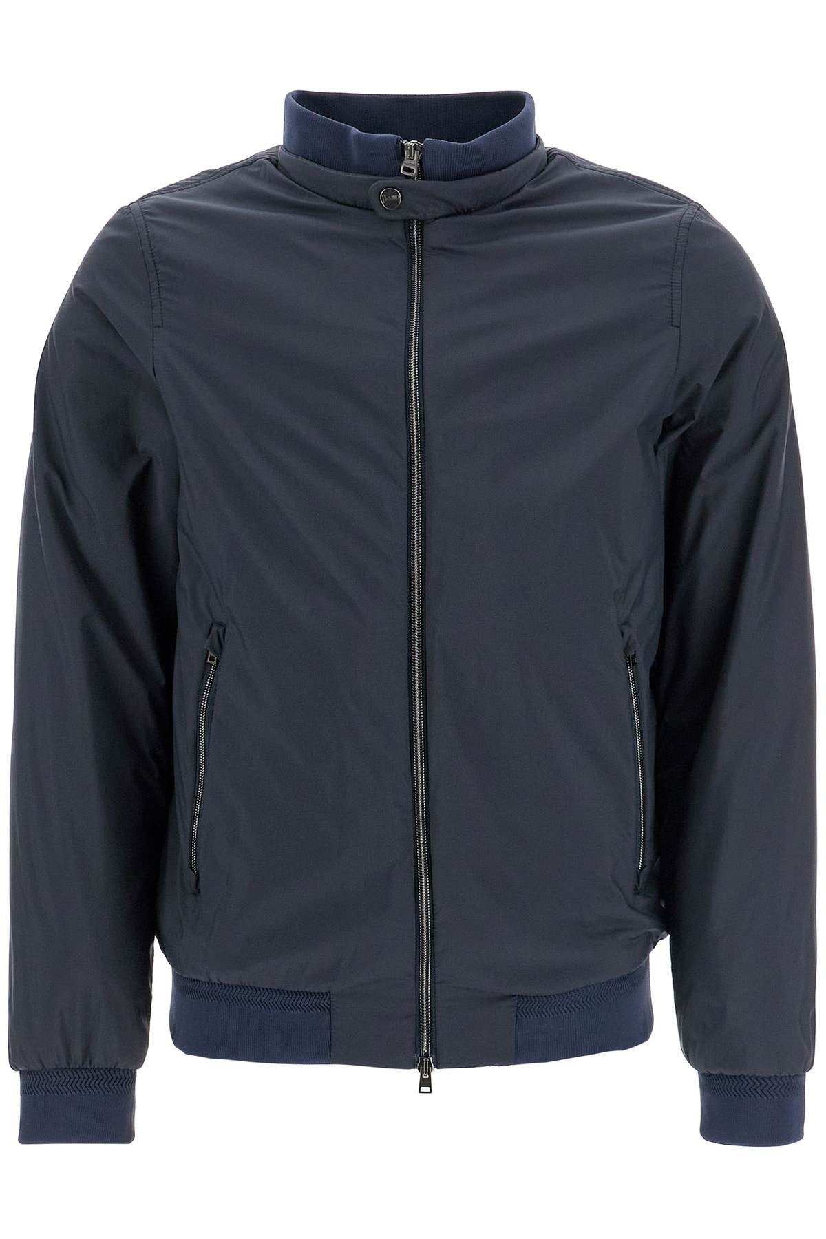 Herno bomber impermeabile leggero in poliammide blu scuro con zip e tasche