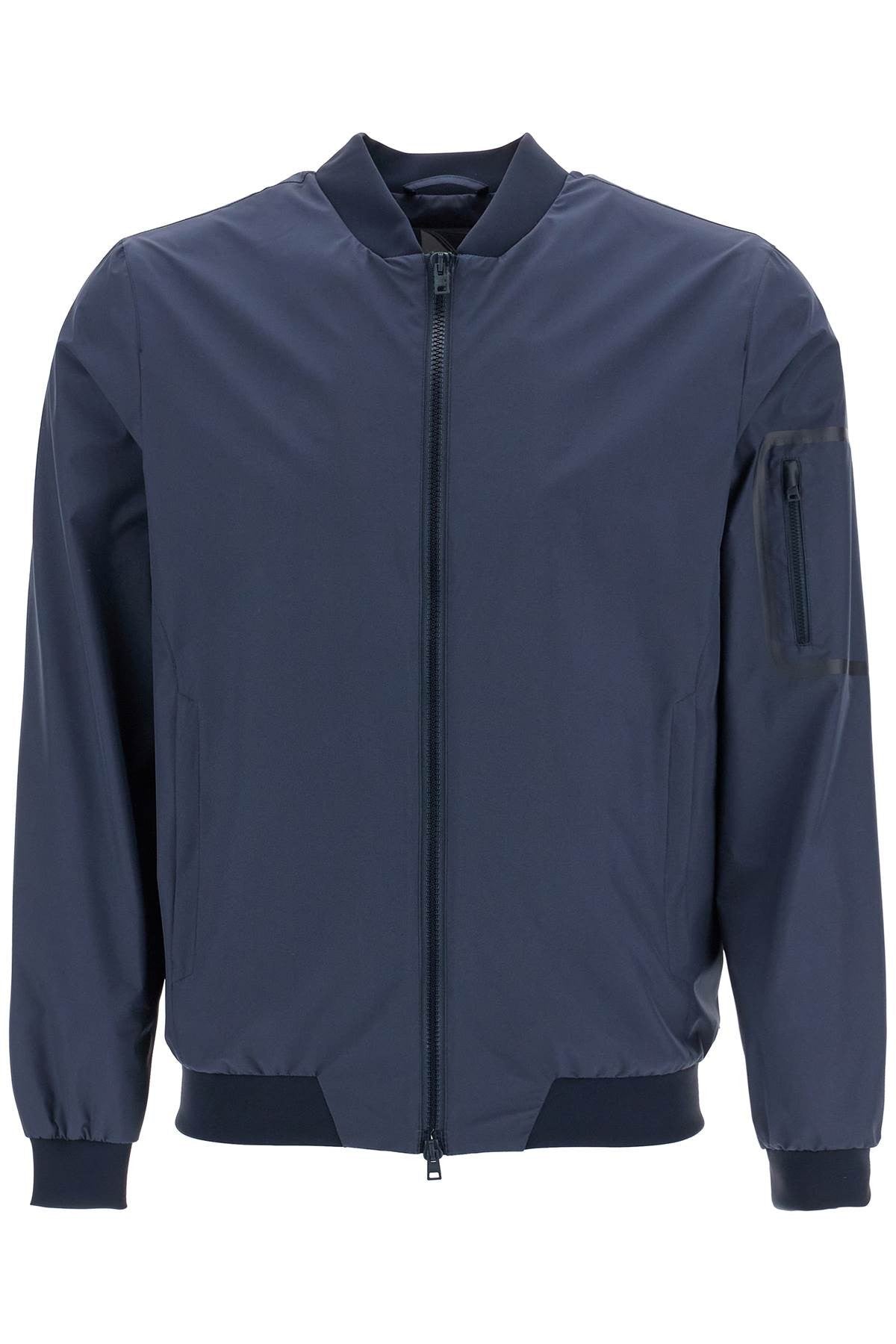 Herno bomber in poliestere blu scuro con gore windstopper impermeabile