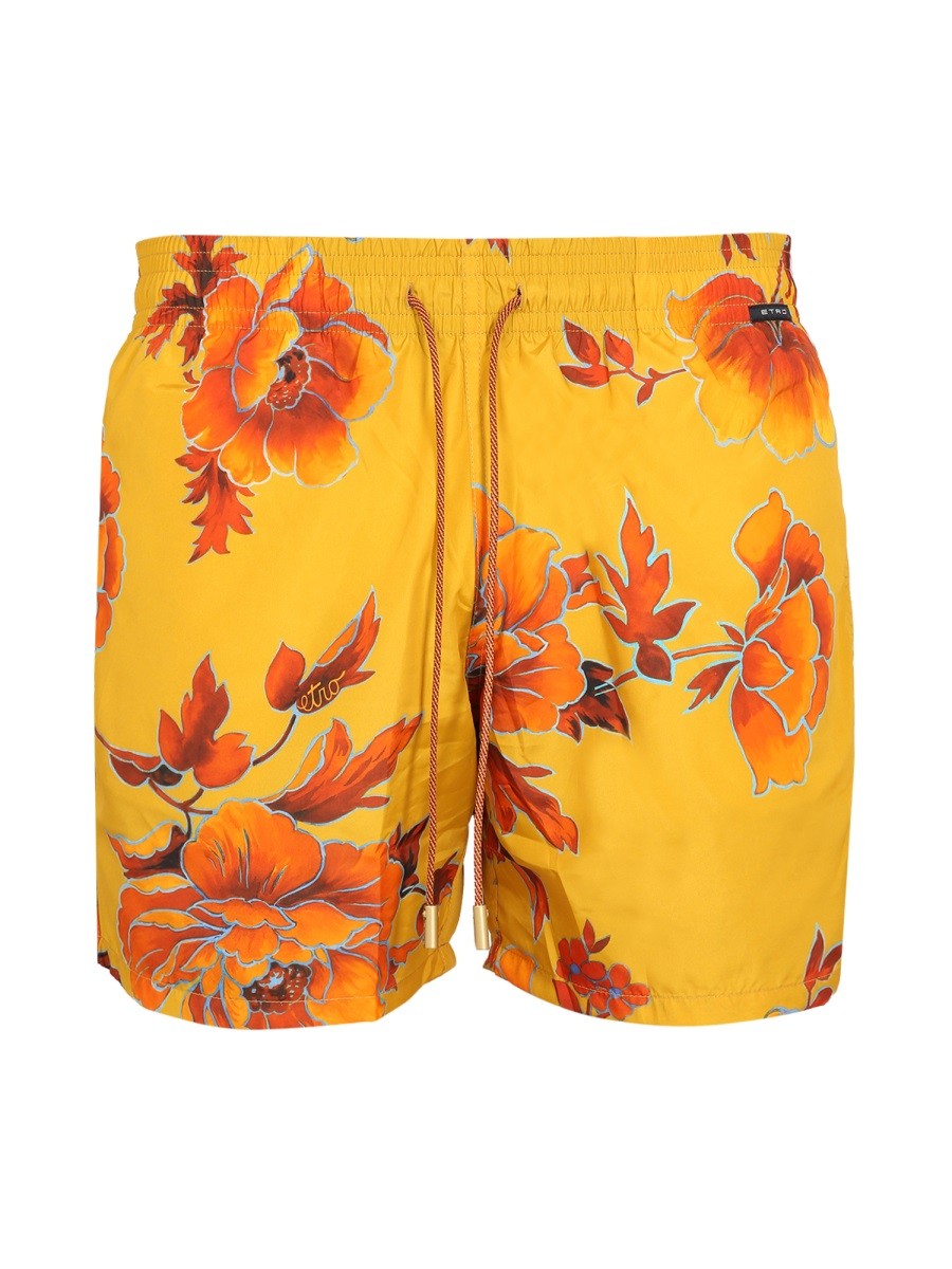 Etro BOXER SWIMSUIT WITH MAXI FLORAL PRINT