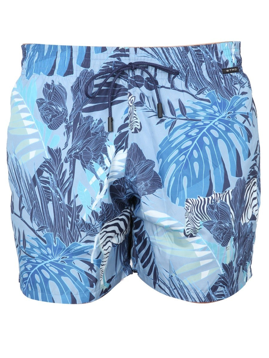 Etro BOXER SWIMSUIT WITH MAXI FLORAL PRINT