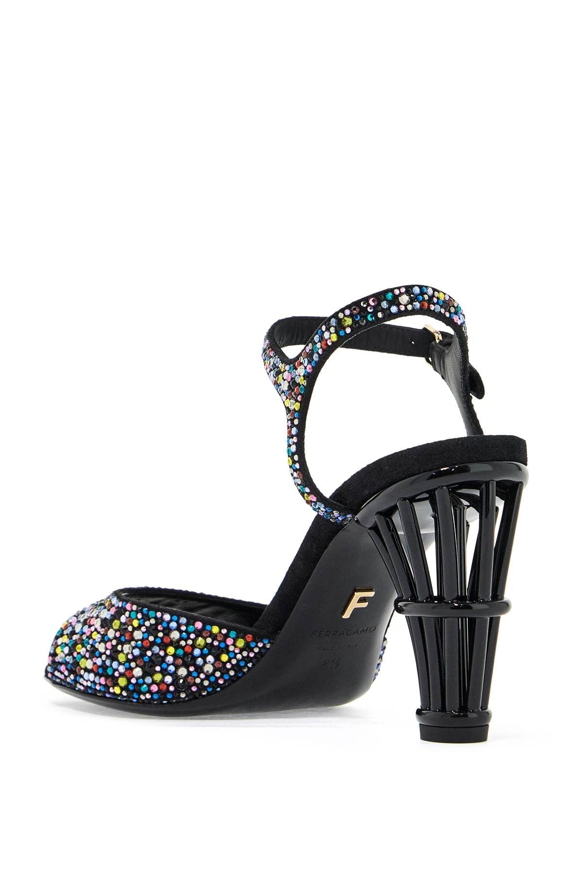 Ferragamo cage and crystal high heel sandals.