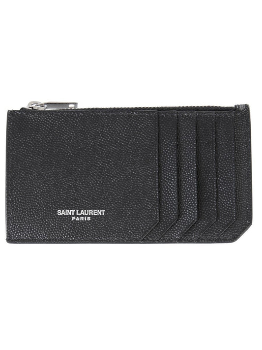 Saint Laurent CARD HOLDER WITH ZIPPER AND LOGO