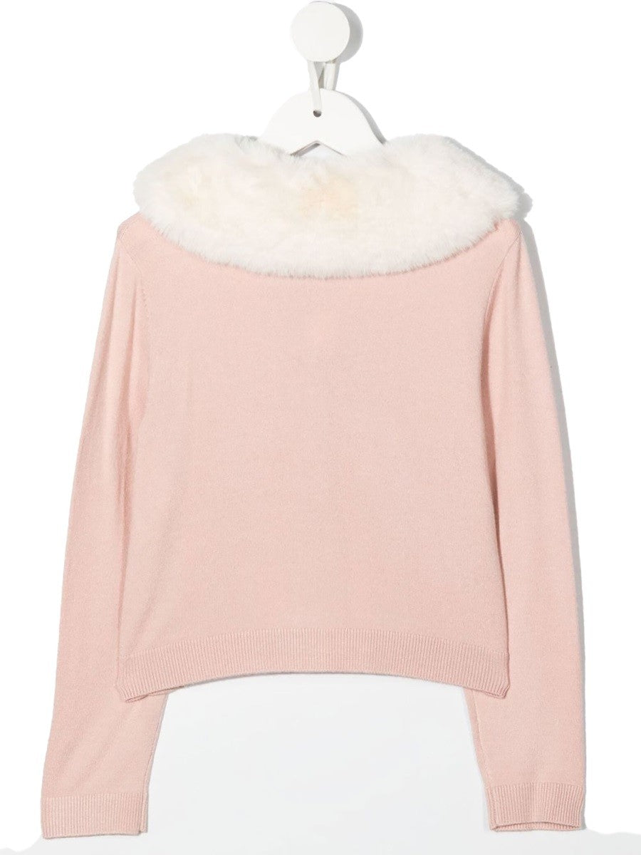 MISS BLUMARINE CARDIGANL FAUX FUR COLLAR