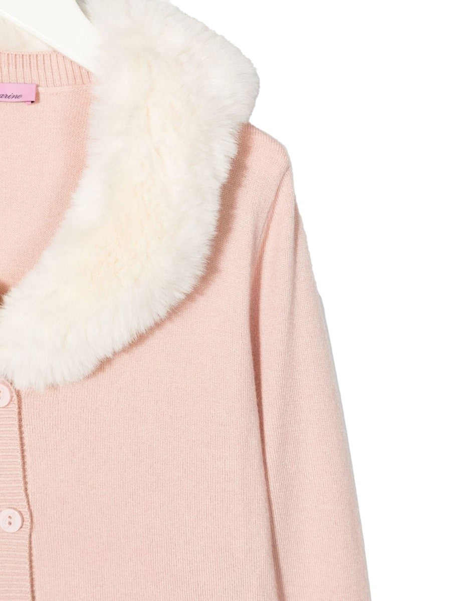 MISS BLUMARINE CARDIGANL FAUX FUR COLLAR