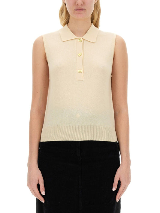GANNI CASHMERE POLO SHIRT