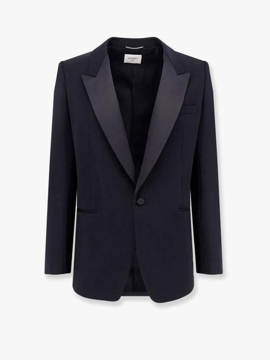 Saint Laurent Certified wool blazer with satin lapel