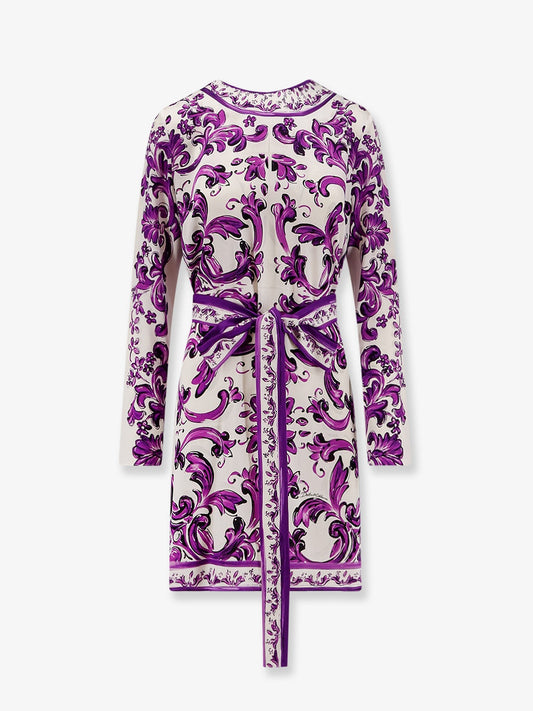Dolce & Gabbana Charmeuse short dress with Maiolica print