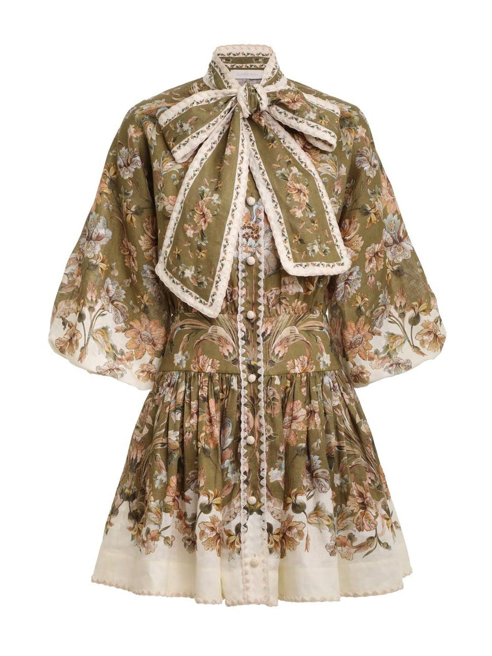 Zimmermann Chintz Tie Neck Mini Dress