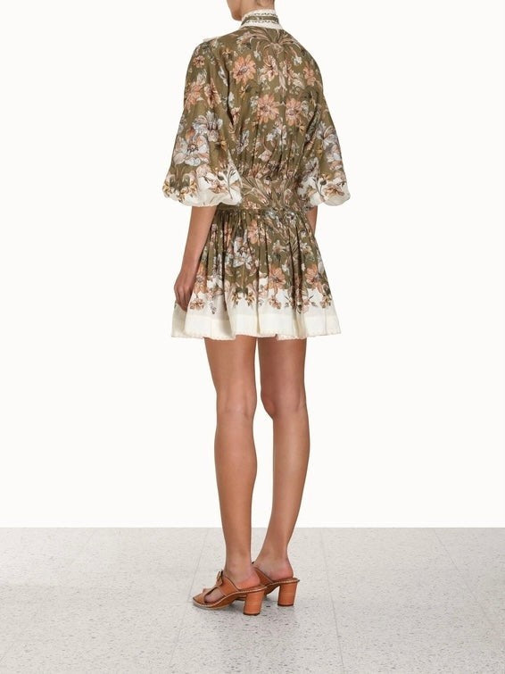 Zimmermann Chintz Tie Neck Mini Dress