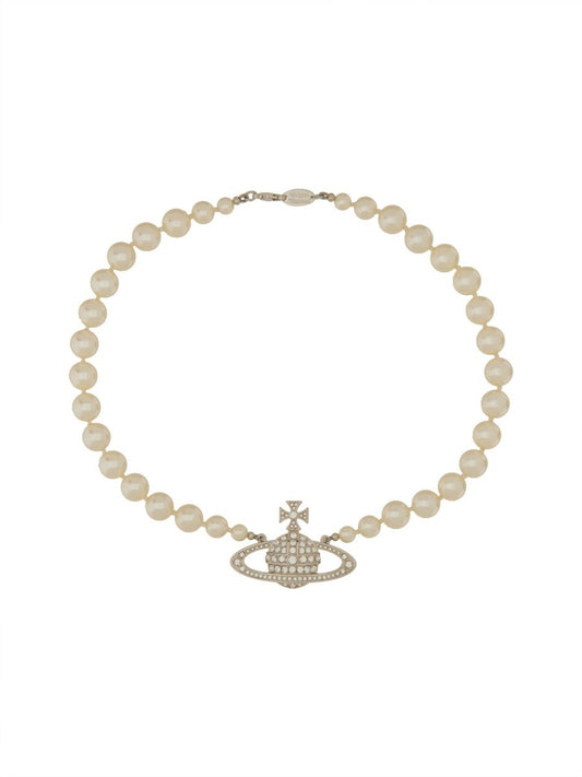 Vivienne Westwood PEARL CHOKER WITH ORB BAS-RELIEF