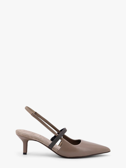 Brunello Cucinelli City leather slingback decollete