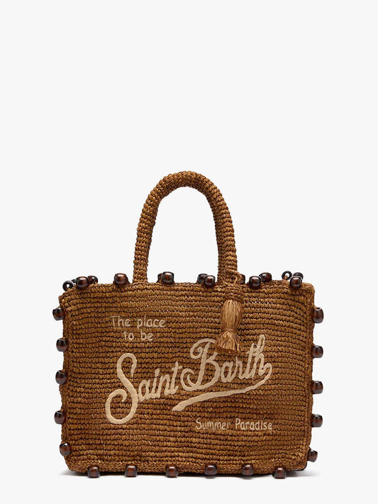 MC2 SAINT BARTH Colette raffia handbag with Logo embroidery