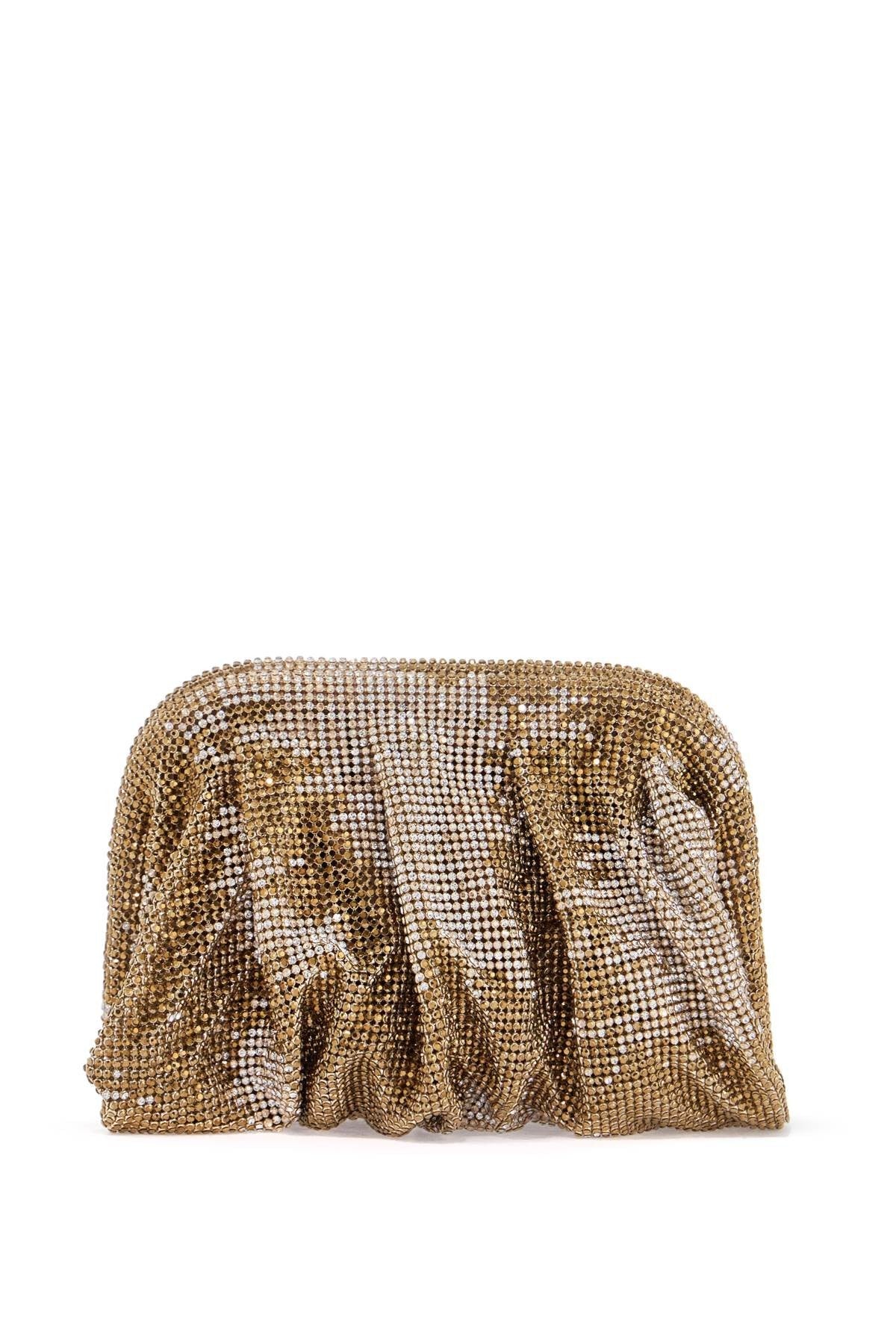 BENEDETTA BRUZZICHES compact bag in sparkling gold rhinestone mesh with hook closure