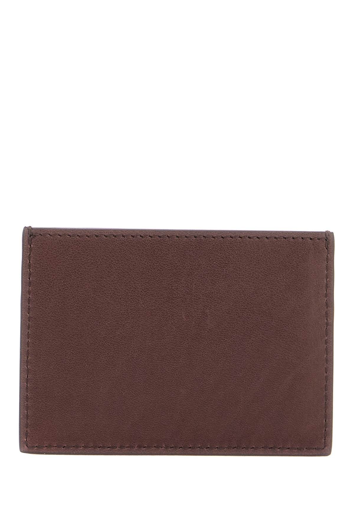 THOM BROWNE compact dark brown calfskin credit card holder