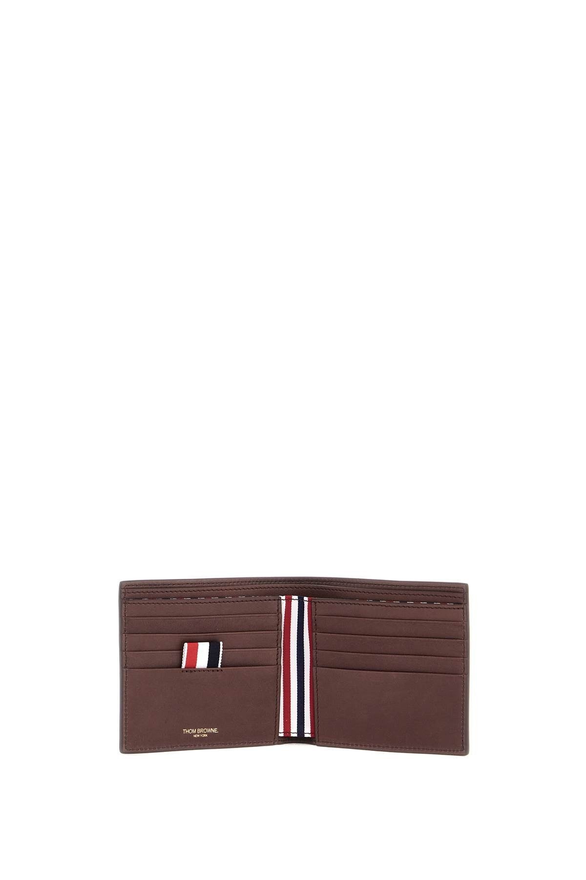 THOM BROWNE compact dark brown calfskin wallet with slots