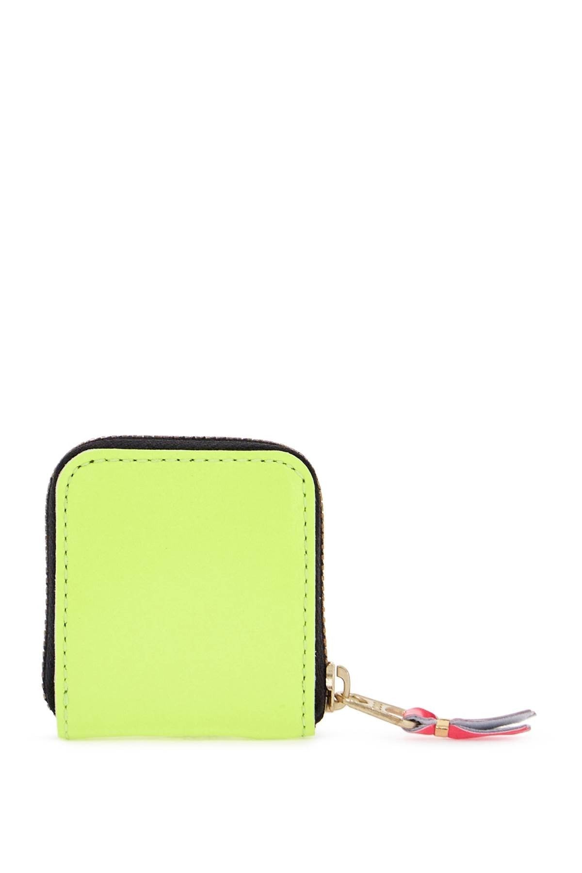 COMME DES GARCONS WALLET compact wallet super fluo yellow in goat leather with zip