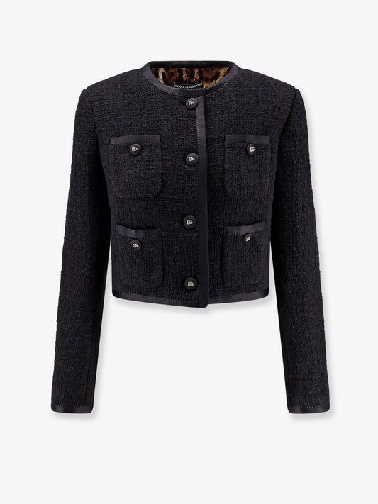 Dolce & Gabbana Cotton and viscose blazer with animalier print lining