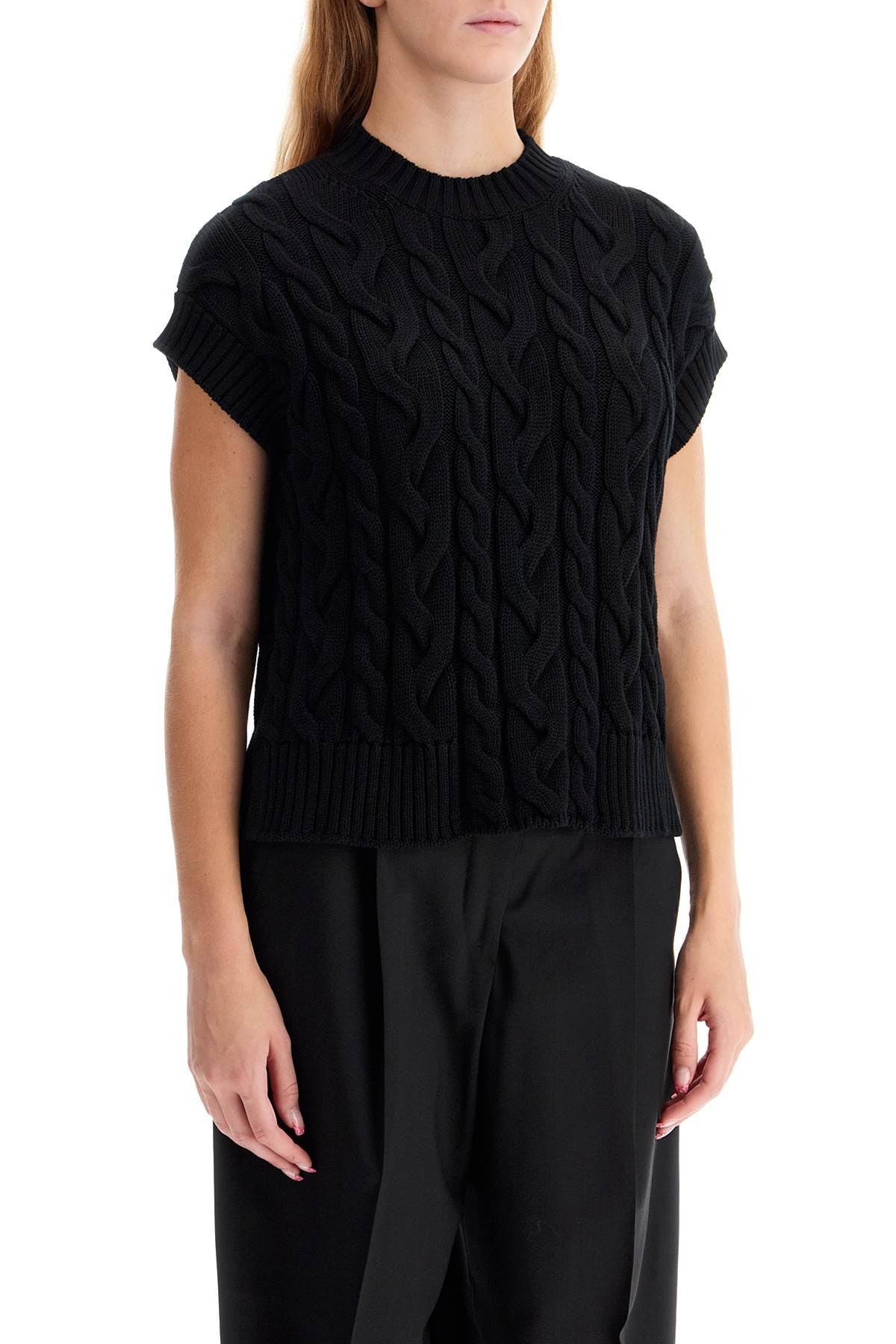 'S MAX MARA cotton cable knit vest with braided design