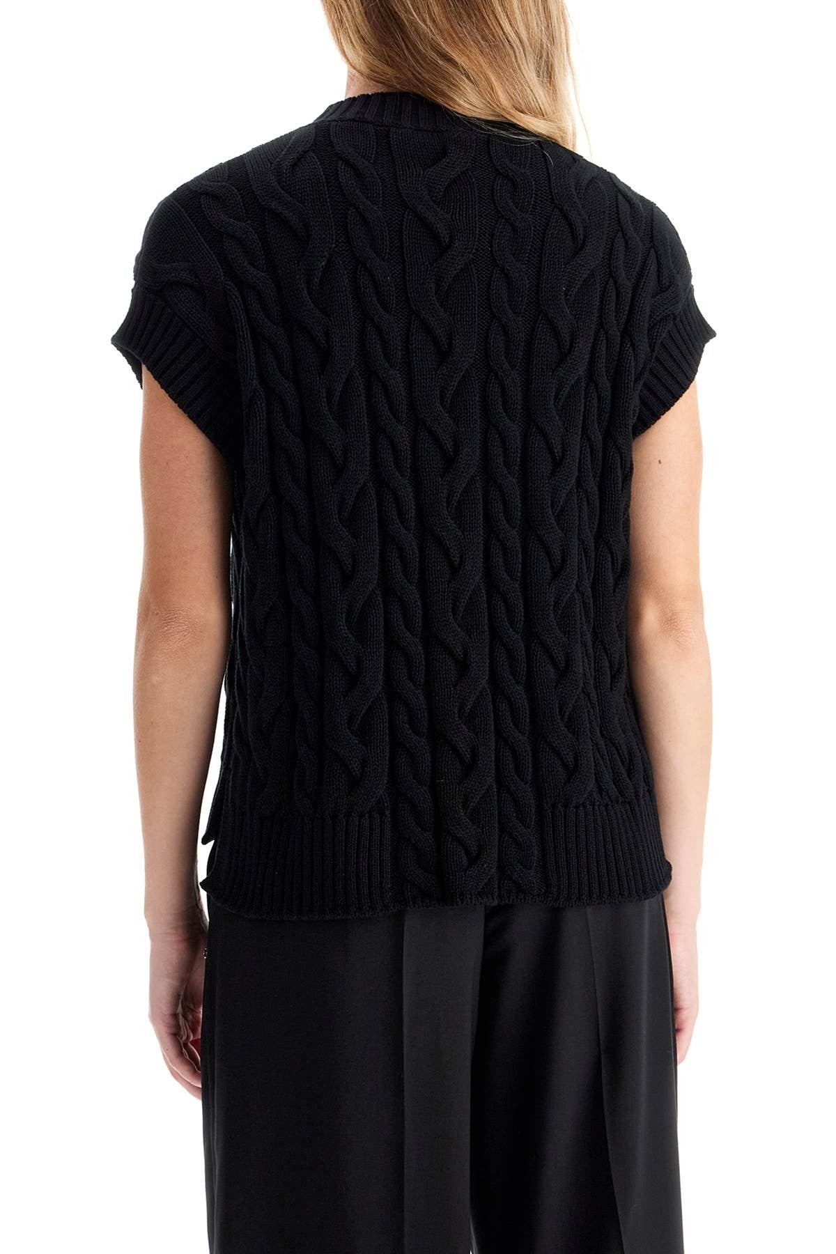 'S MAX MARA cotton cable knit vest with braided design